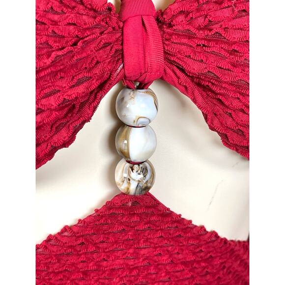 Patbo Bordeaux Textured Lycra Cutout Body Suit Long Sleeve Swim Suit Size XS - Picture 5 of 8